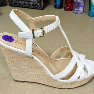 White Jessica Simpson Wedges